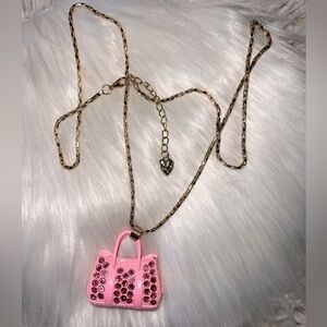 Betsey Johnson Pink Purse Necklace